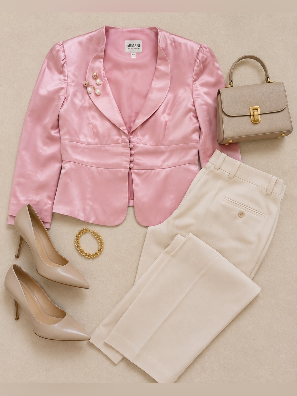 Vintage Armani Collezioni Pink Silk Blazer IT 48 US 14
